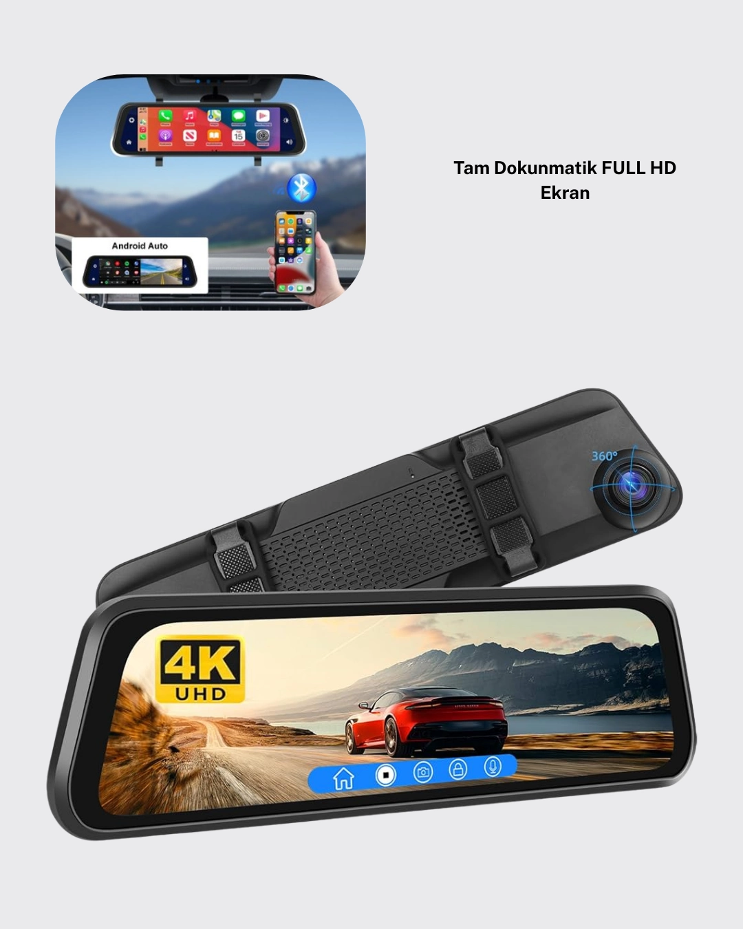 1080p Çift Kameralı Dokunmatik Dikiz Aynası G Sensörlü ( Lisinya ) 1080p Çift Kameralı Dokunmatik Dikiz Aynası G Sensörlü ( Lisinya )