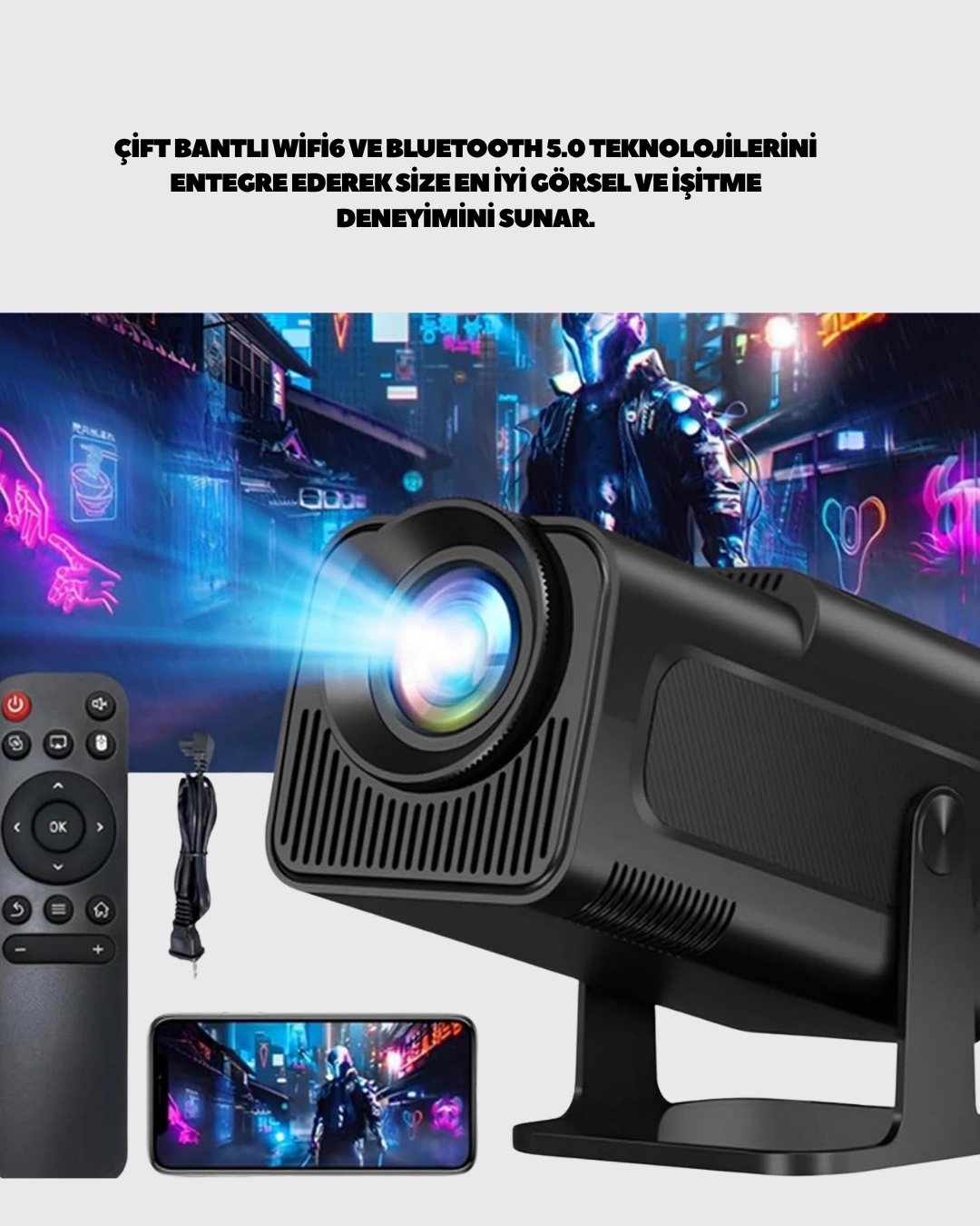 1080p Full Hd Çözünürlük Ve 4k Destekli Projektör ( Lisinya )