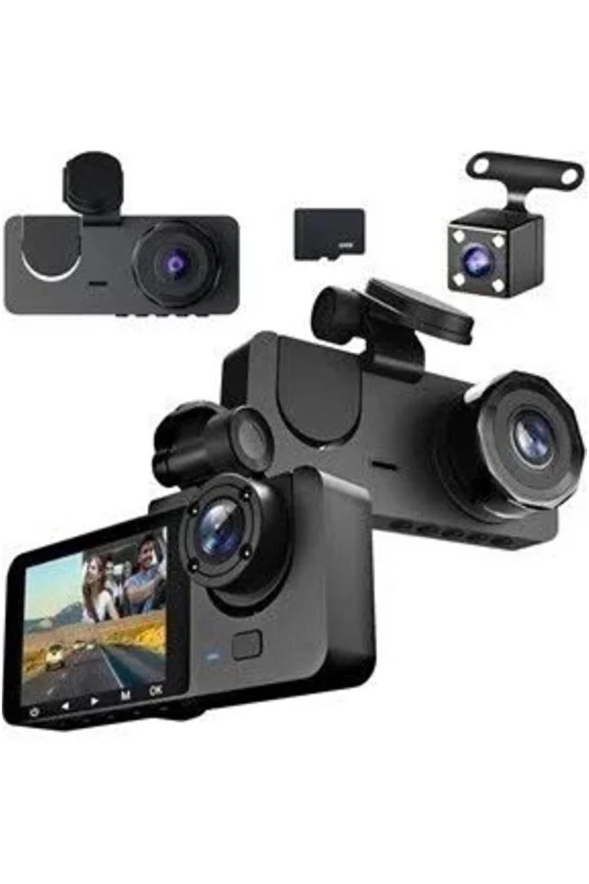 1080p Full Hd Çözünürlüklü Üç Kameralı Araç İçi Kamera - Park Ve Sürüş Güvenliği ( Lisinya )