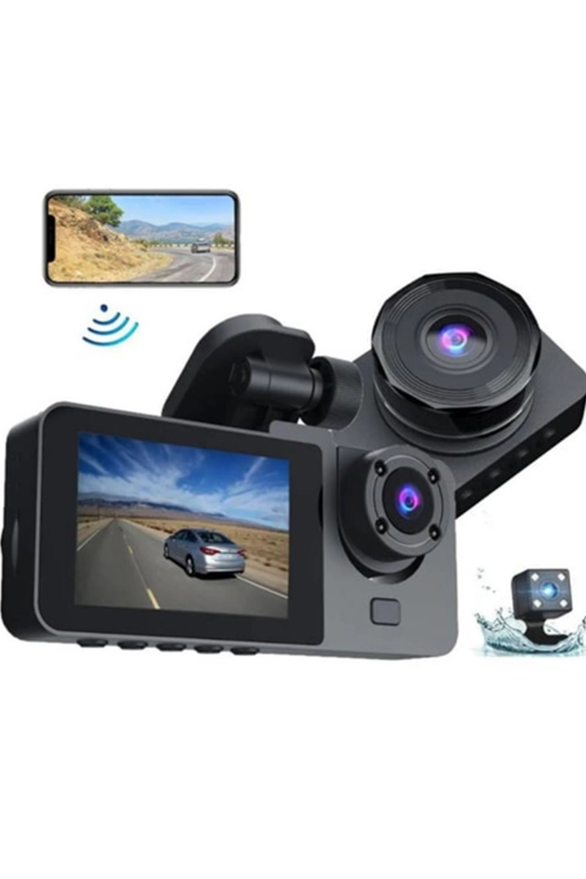 1080p Full Hd Çözünürlüklü Üç Kameralı Araç İçi Kamera - Park Ve Sürüş Güvenliği ( Lisinya ) 1080p Full Hd Çözünürlüklü Üç Kameralı Araç İçi Kamera - Park Ve Sürüş Güvenliği ( Lisinya )