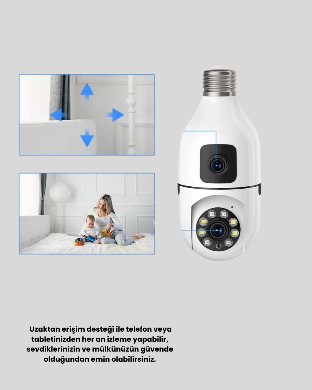 1080p Kablosuz Ampul Kamera Uzaktan Erişimli Hareket Sensörlü Gece Görüşlü ( Lisinya ) 1080p Kablosuz Ampul Kamera Uzaktan Erişimli Hareket Sensörlü Gece Görüşlü ( Lisinya )