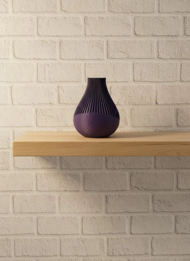 11 Cm Mor Minimal Çizgili Vazo Masa Üstü Şık Dekor Objesi ( Lisinya )