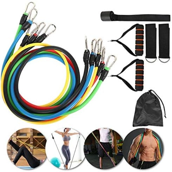 11 Parça Çok Fonksiyonlu Spor Egzersiz Bandı Seti ( Lisinya )