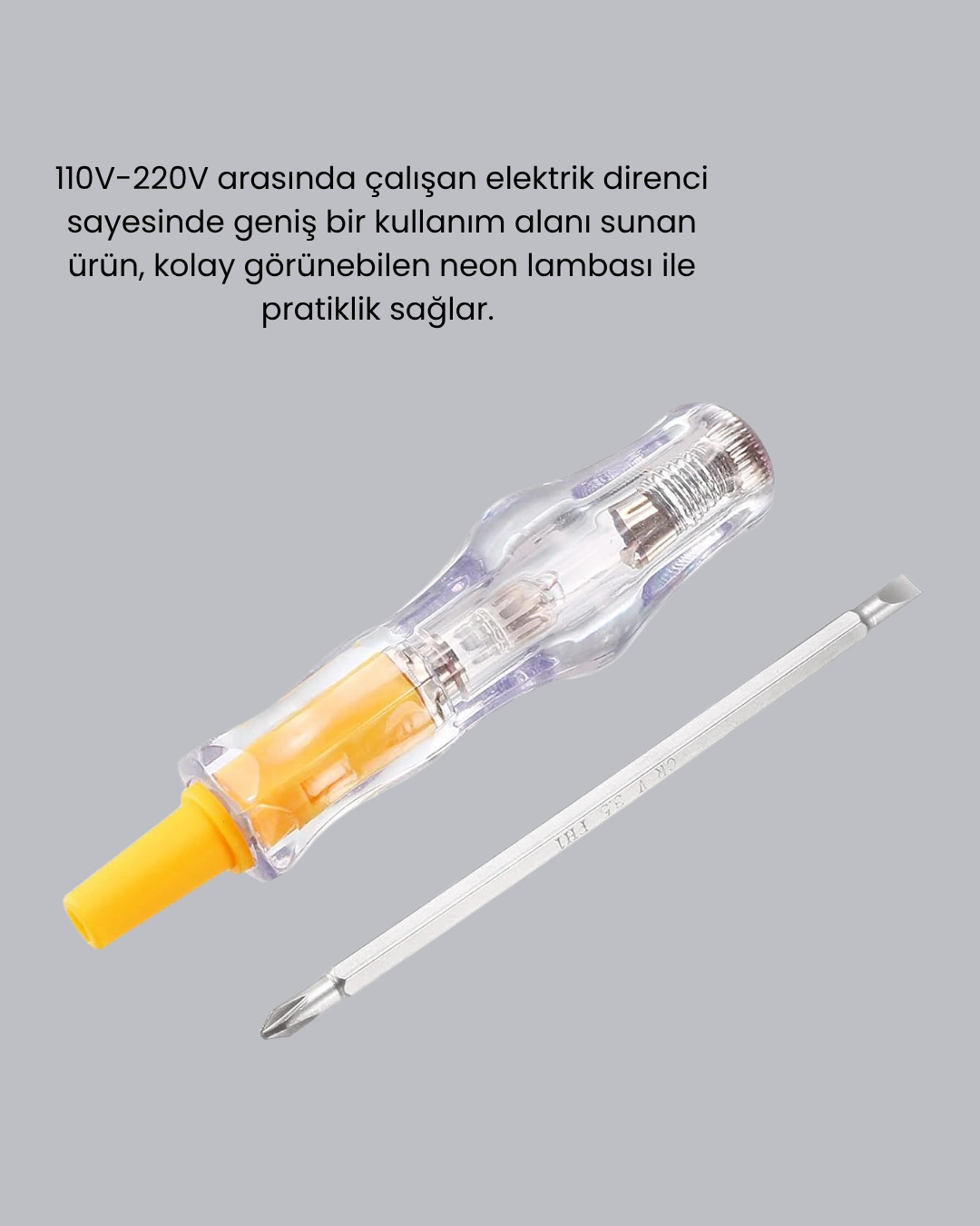 110-220v Elektrik Test Kalemi Korozyona Dayanıklı Nikel Kaplamalı ( Lisinya )