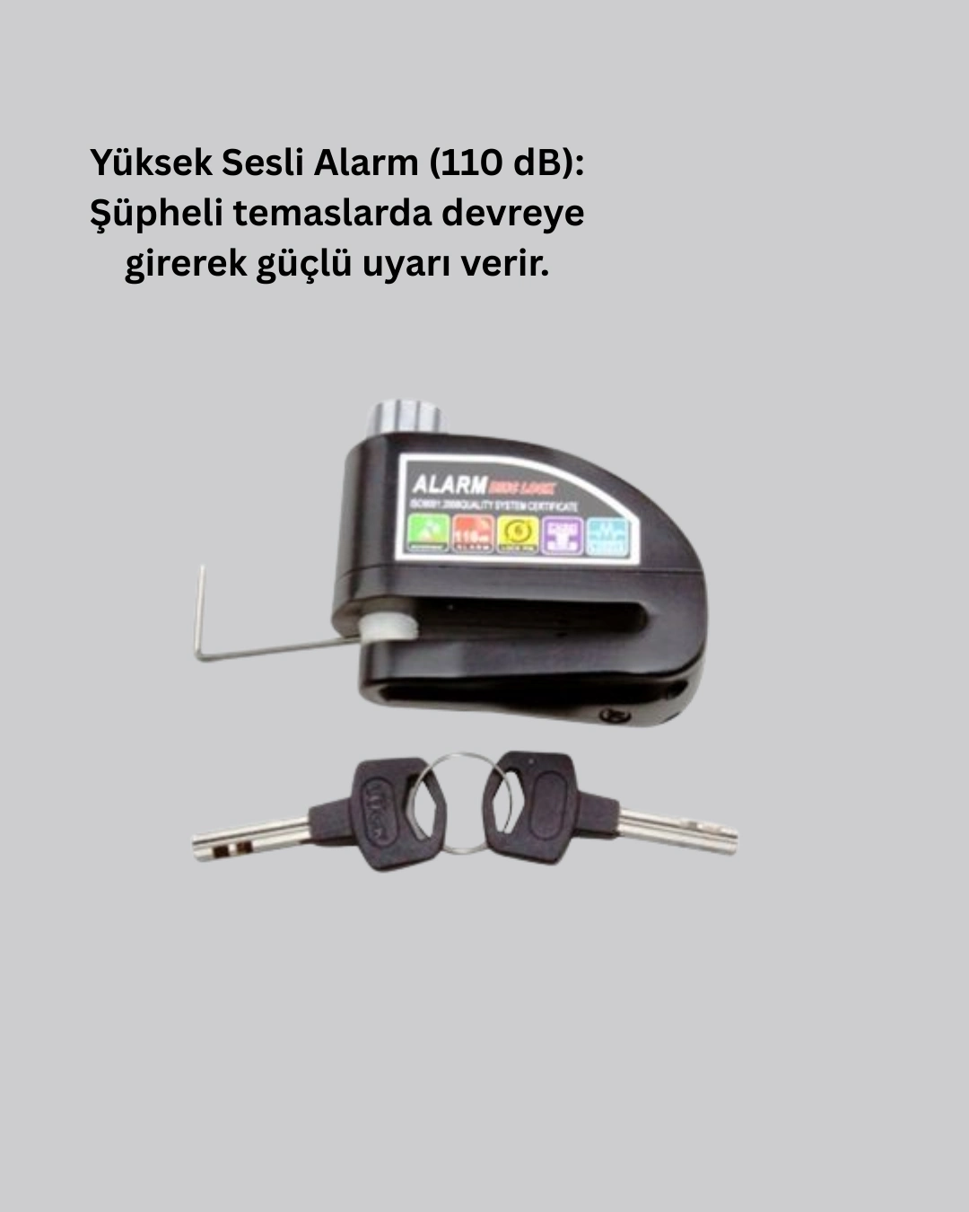 110 Db Alarm Disk Kilidi Motosiklet Scooter Bisiklet Güvenlik ( Lisinya )