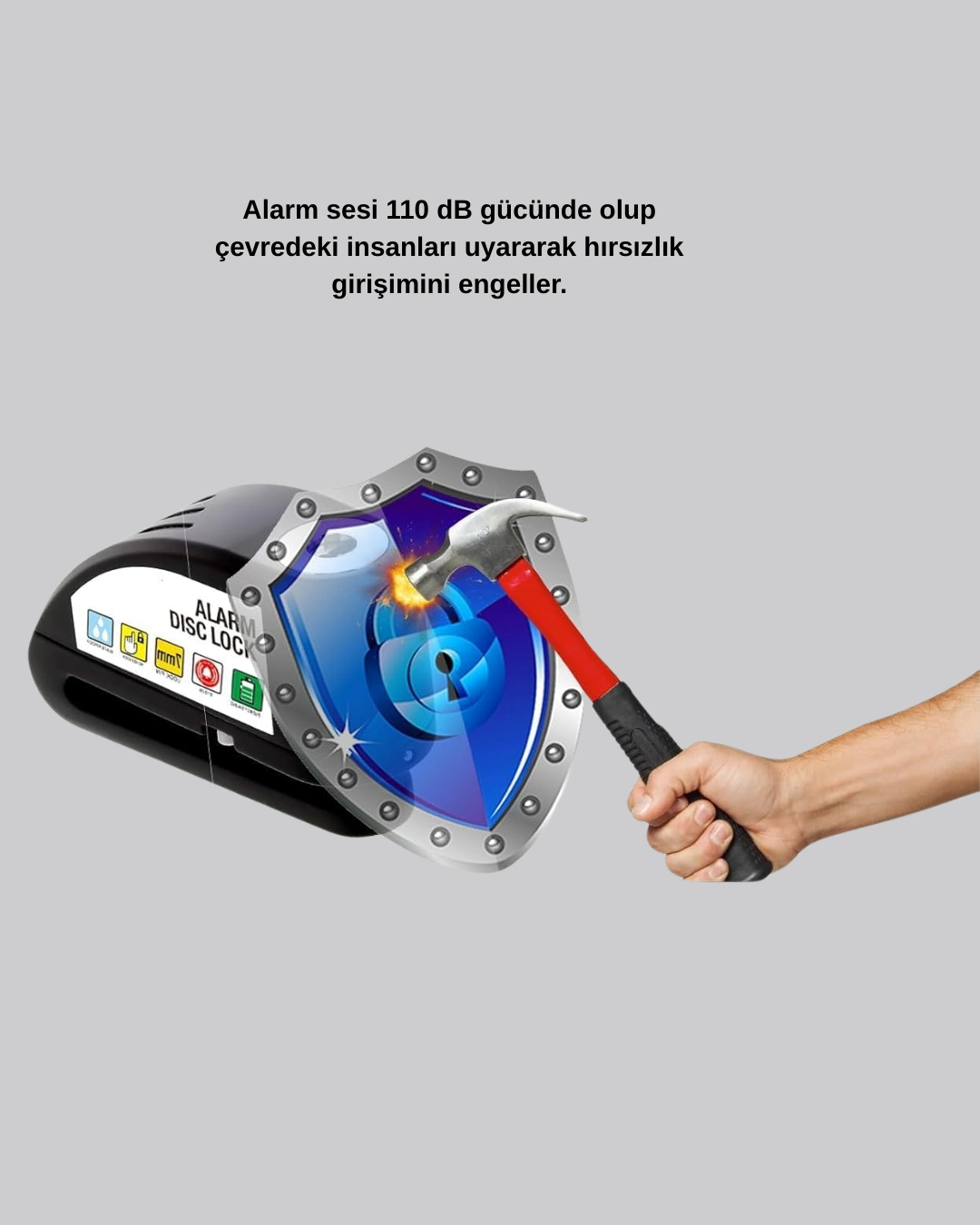 110 Db Alarmlı Disk Fren Kilidi Su Geçirmez Çelik Gövde Motosiklet Güvenlik ( Lisinya )