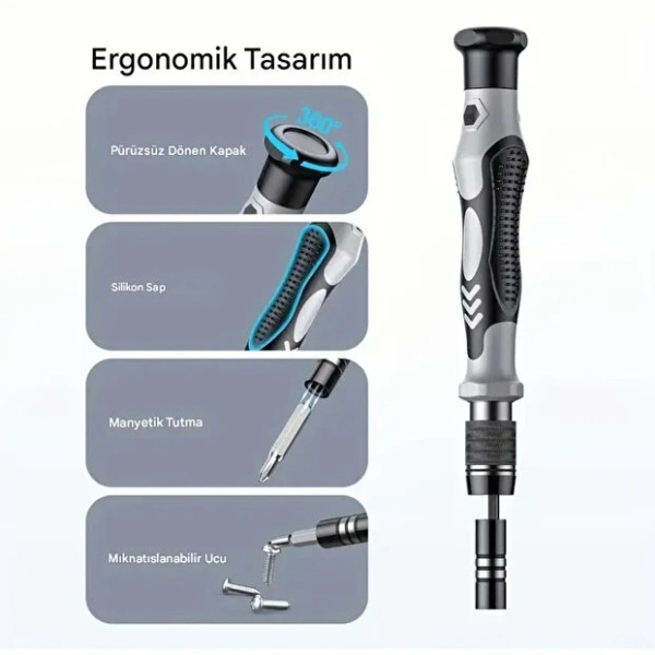 115 Parça Manyetik Uçlu Hassas Tornavida Seti ( Lisinya )