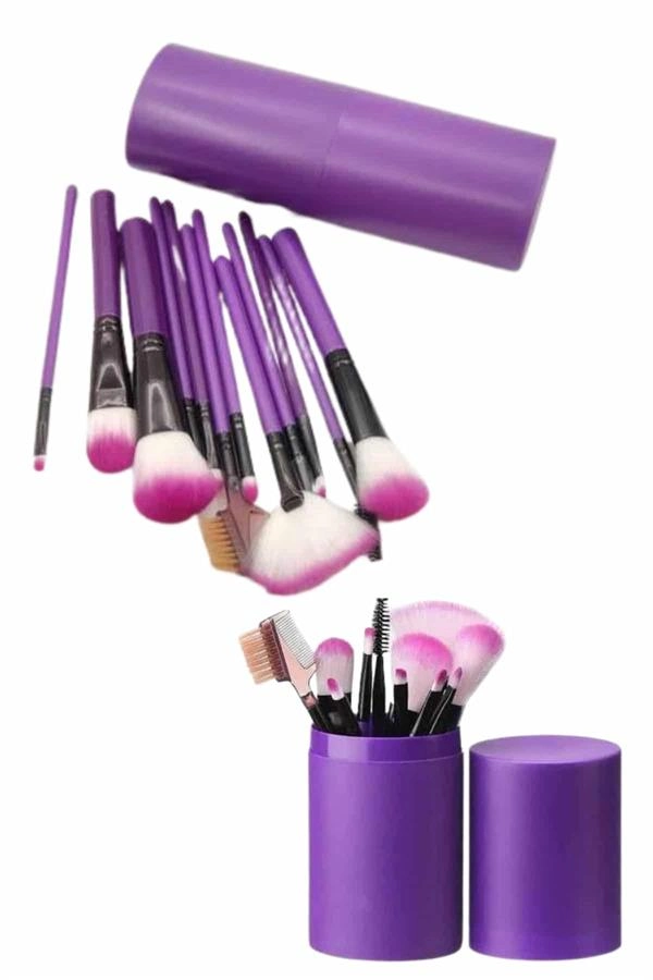 12 Parça Makyaj Fırça Seti Profesyonel Fondöten Allık Far Kontür Fırçası ( Lisinya )