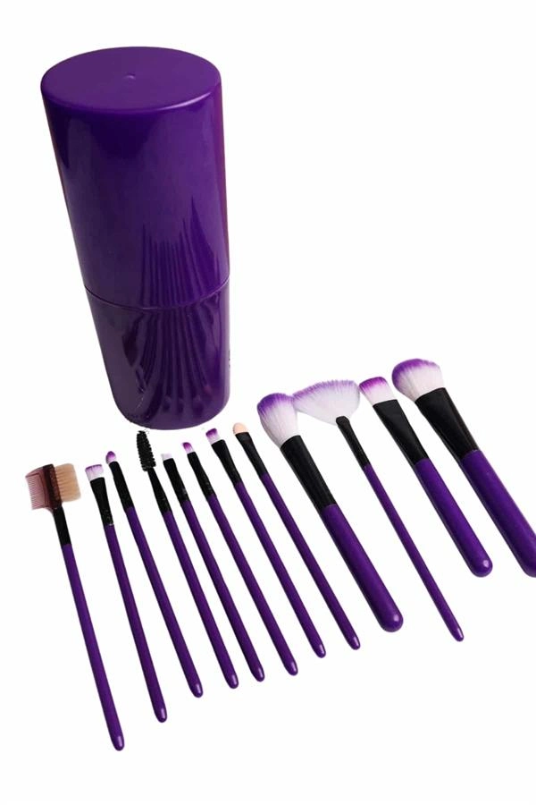 12 Parça Makyaj Fırça Seti Profesyonel Fondöten Allık Far Kontür Fırçası ( Lisinya )