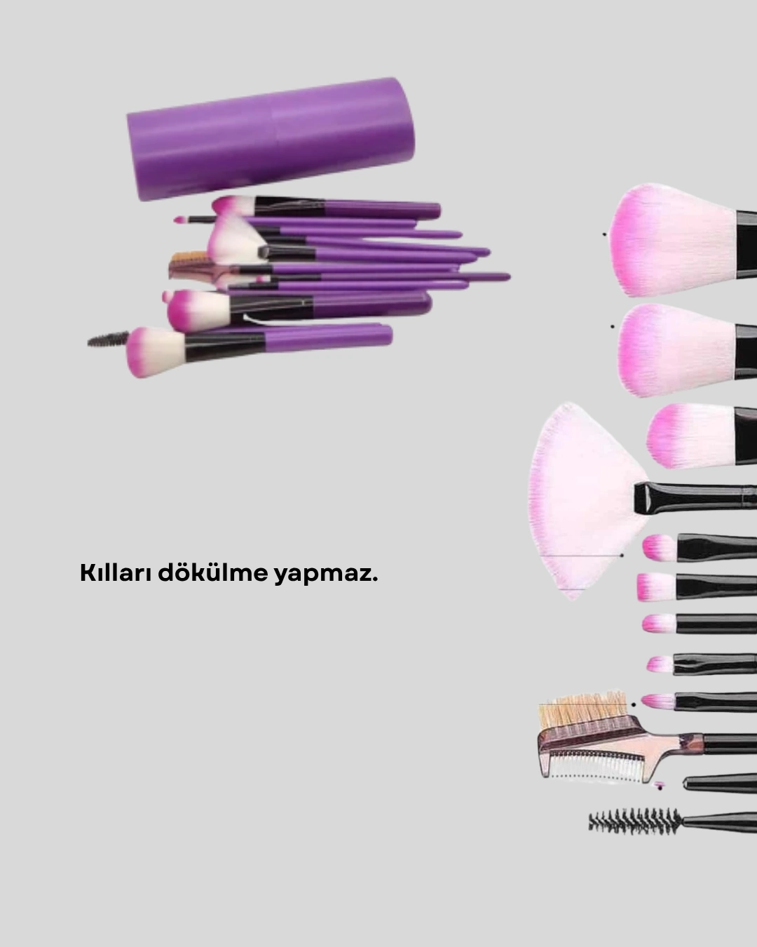 12 Parça Makyaj Fırça Seti – Profesyonel Ve Günlük Kullanıma Uygun ( Lisinya )