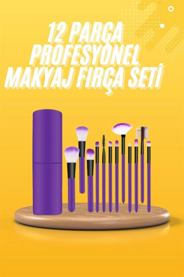 12 Parça Makyaj Fırçası Yumuşak Kıllı Profesyonel Fırça Seti Yüksek Kaliteli Pürüzsüz ( Lisinya )