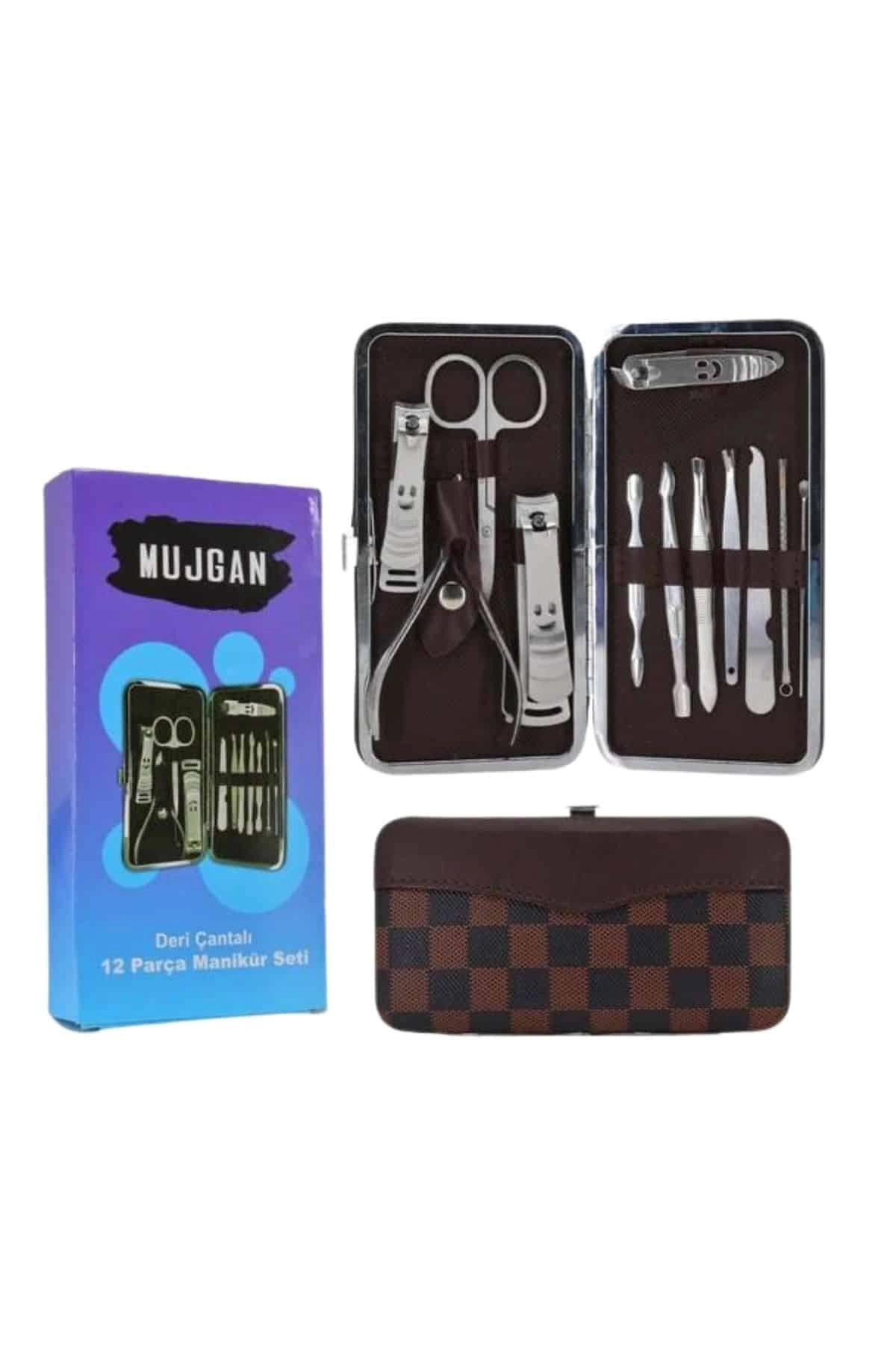 12 Parça Manikür Pedikür Seti Özel Deri Çanta El Ayak Bakımı Akne Ve Sivilce Temizleme ( Lisinya )