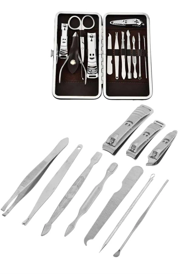 12 Parça Manikür Pedikür Seti Tırnak Bakımı Nasır Temizleme El Ayak Bakımı ( Lisinya )