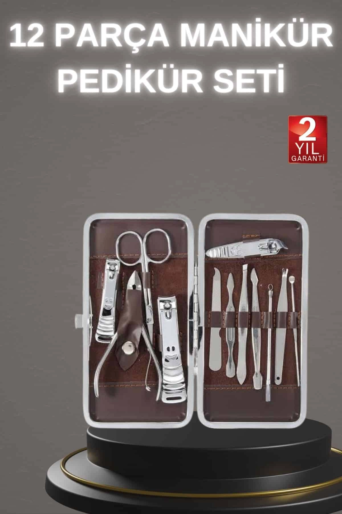 12 Parça Paslanmaz Çelik Kompakt Ve Taşınabilir Manikür Makası Tırnak Makası ( Lisinya )