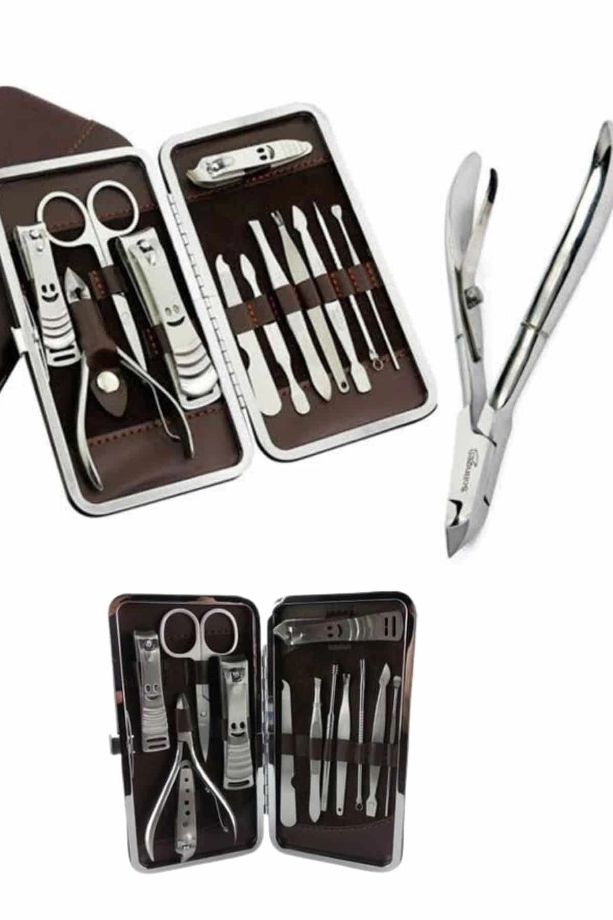 12 Parça Paslanmaz Çelik Kompakt Ve Taşınabilir Manikür Makası Tırnak Makası ( Lisinya )