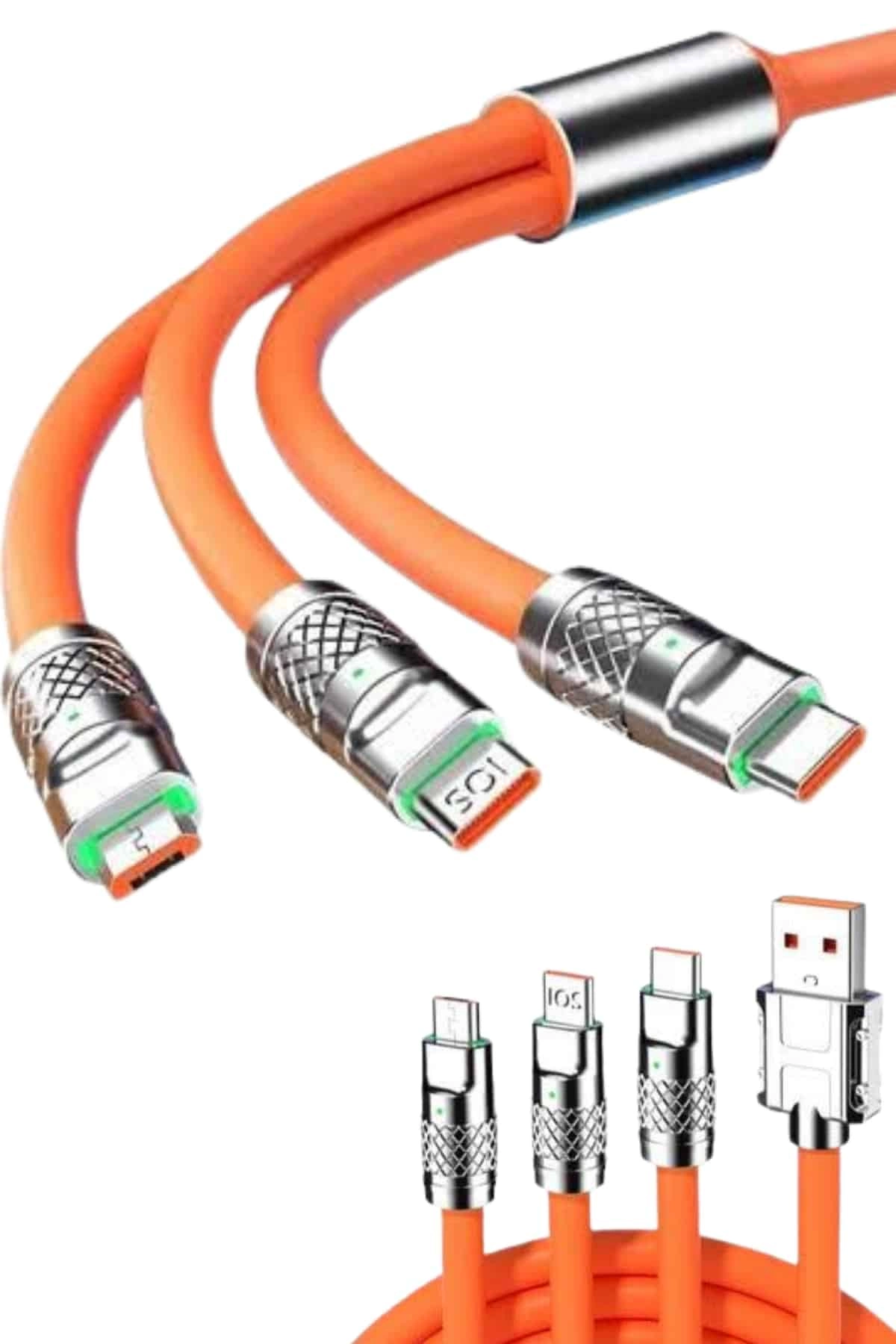 120w 3 İn 1 Uyumlu Silikon Şarj Kablosu Hızlı Şarj Kablosu ( Lisinya ) 120w 3 İn 1 Uyumlu Silikon Şarj Kablosu Hızlı Şarj Kablosu ( Lisinya )
