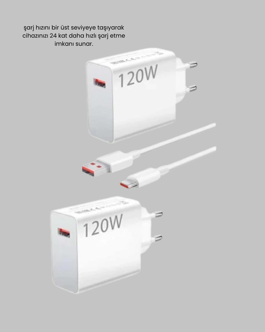 120w Hızlı Şarj Başlığı Ultra Güçlü Type-c Adaptör Kablo Dahil ( Lisinya )