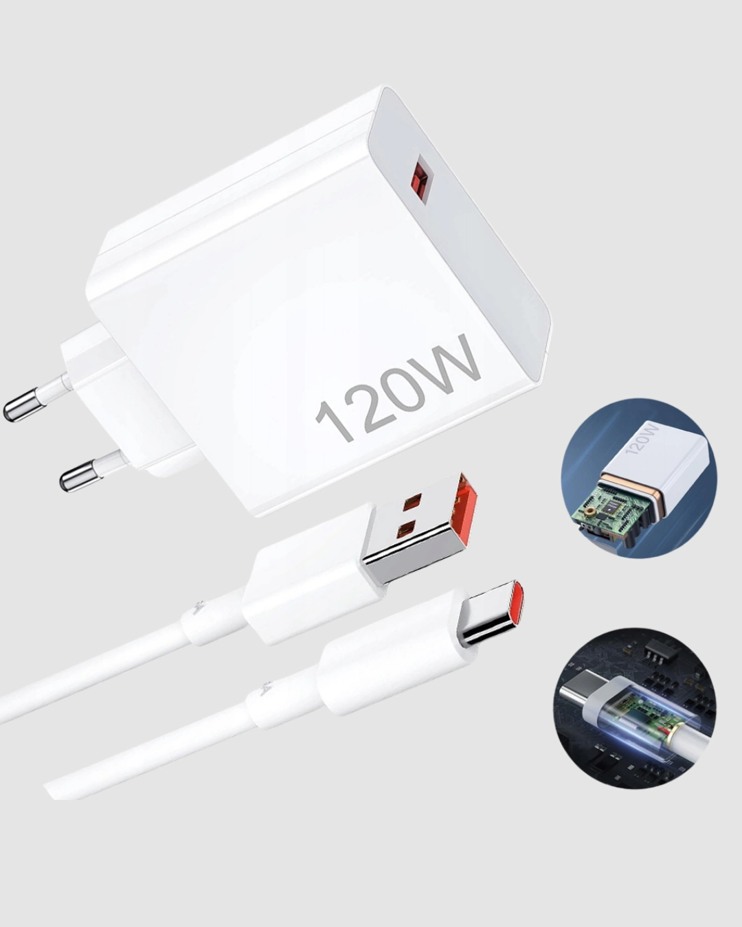 120w Süper Hızlı Şarj Adaptörü – Type-c Kablo Dahil, Yüksek Voltaj Korumalı ( Lisinya )