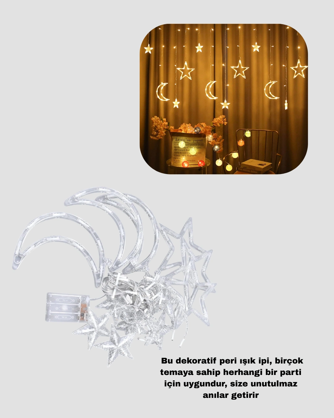 126 Led Yıldız Ay Figürlü Perde Işık Romantik Ambiyans ( Lisinya ) 126 Led Yıldız Ay Figürlü Perde Işık Romantik Ambiyans ( Lisinya )