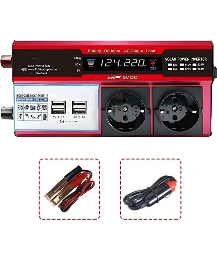 12v 2000w Modifiye Sinüs İnverter Araç Ve Güneş Enerjisi Uyumlu, Çift Usb, Çift Priz Ve Çakmaklık Lisinya ( Lisinya ) 12v 2000w Modifiye Sinüs İnverter Araç Ve Güneş Enerjisi Uyumlu, Çift Usb, Çift Priz Ve Çakmaklık Lisinya ( Lisinya )