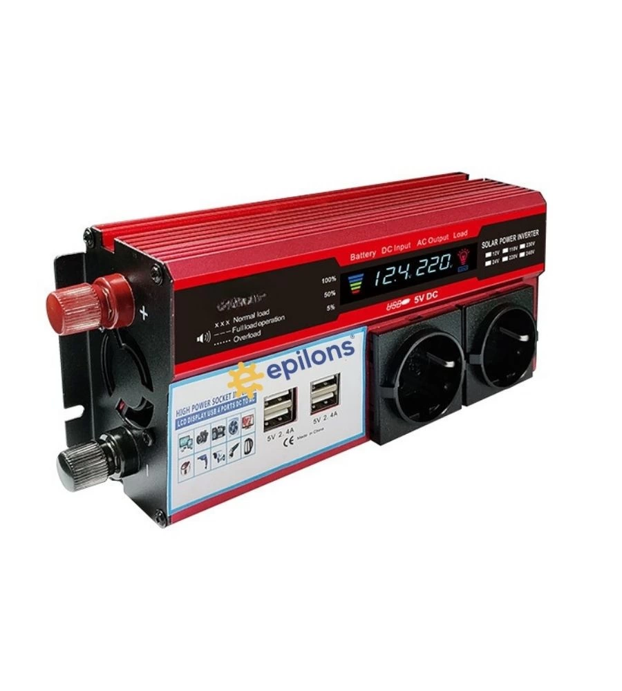 12v 2000w Modifiye Sinus İnverter Araç Ve Güneş Enerjisi Uyumlu, Çift Usb, Çift Priz Ve Çakmaklık ( Lisinya ) 12v 2000w Modifiye Sinus İnverter Araç Ve Güneş Enerjisi Uyumlu, Çift Usb, Çift Priz Ve Çakmaklık ( Lisinya )