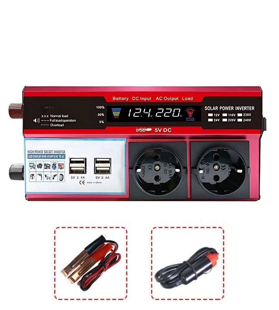12v 2000w Modifiye Sinus İnverter Araç Ve Güneş Enerjisi Uyumlu, Çift Usb, Çift Priz Ve Çakmaklık ( Lisinya ) 12v 2000w Modifiye Sinus İnverter Araç Ve Güneş Enerjisi Uyumlu, Çift Usb, Çift Priz Ve Çakmaklık ( Lisinya )