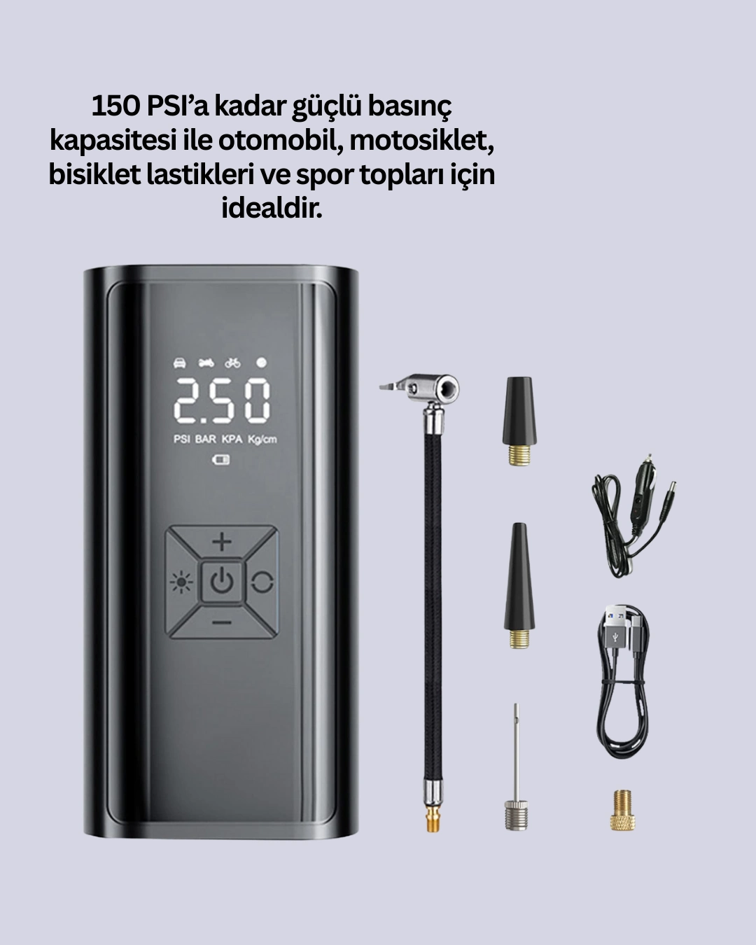 12v Uyumlu Çok İşlevli Akıllı Araç Lastik Pompası ( Lisinya ) 12v Uyumlu Çok İşlevli Akıllı Araç Lastik Pompası ( Lisinya )