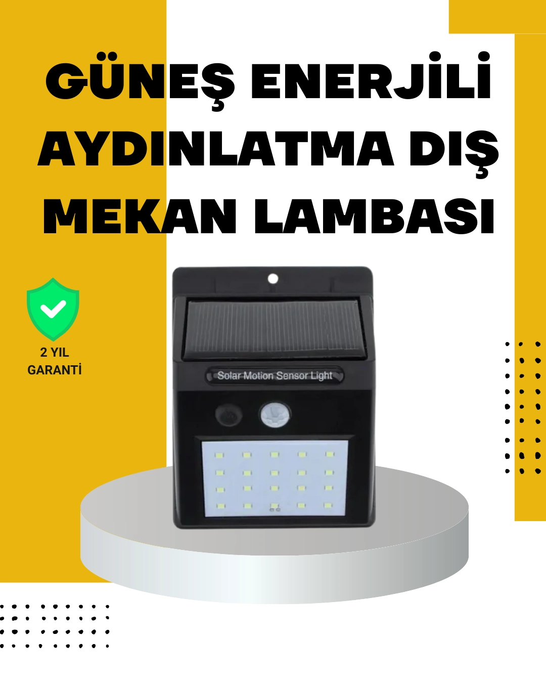 144 Led'li Geniş Aydınlatma Alanına Sahip Güneş Enerjili Güvenlik Lambası ( Lisinya )
