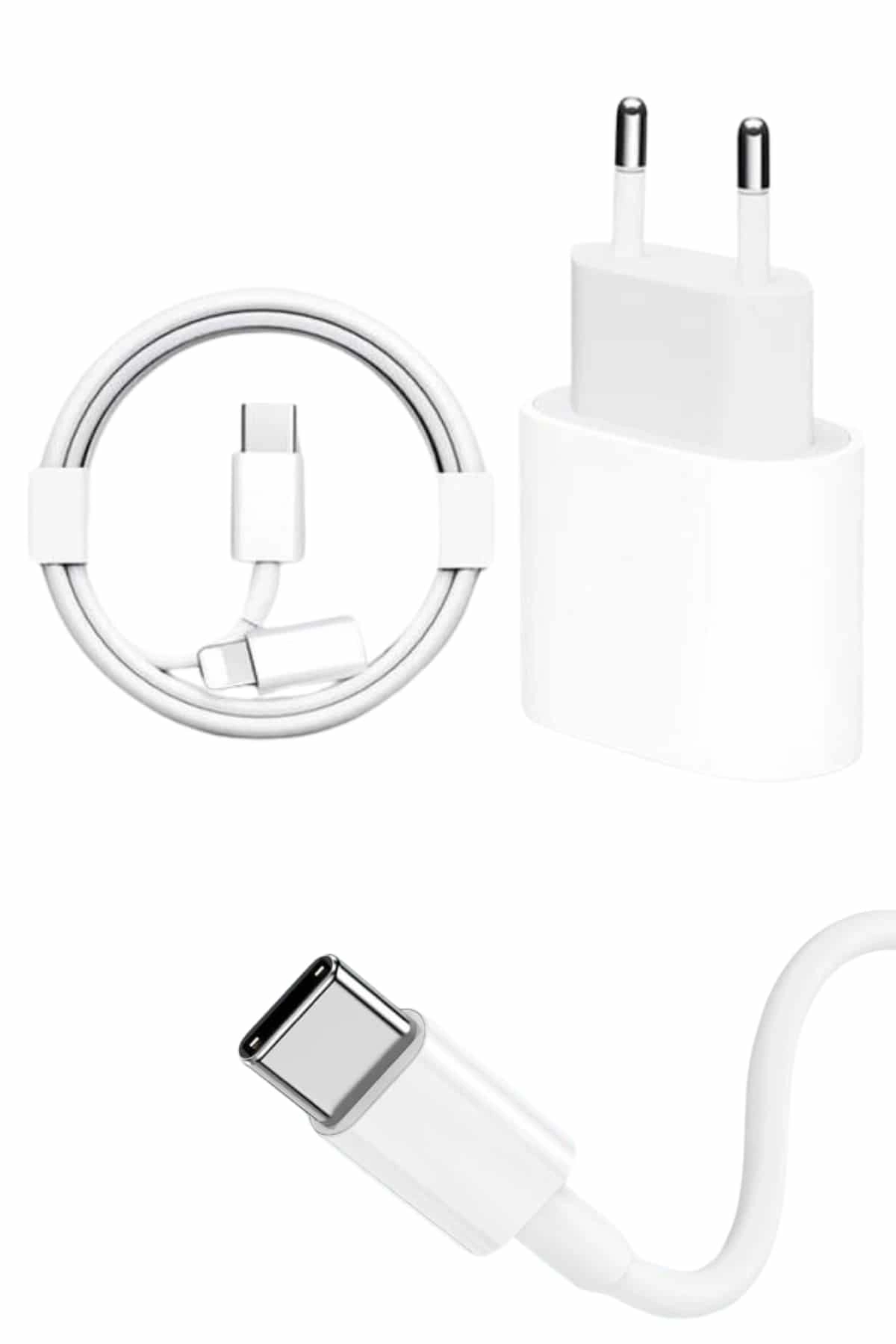 15/pro/pro Max 20w İos Uyumlu Hızlı Şarj Aleti Adaptörlü Beyaz ( Lisinya )