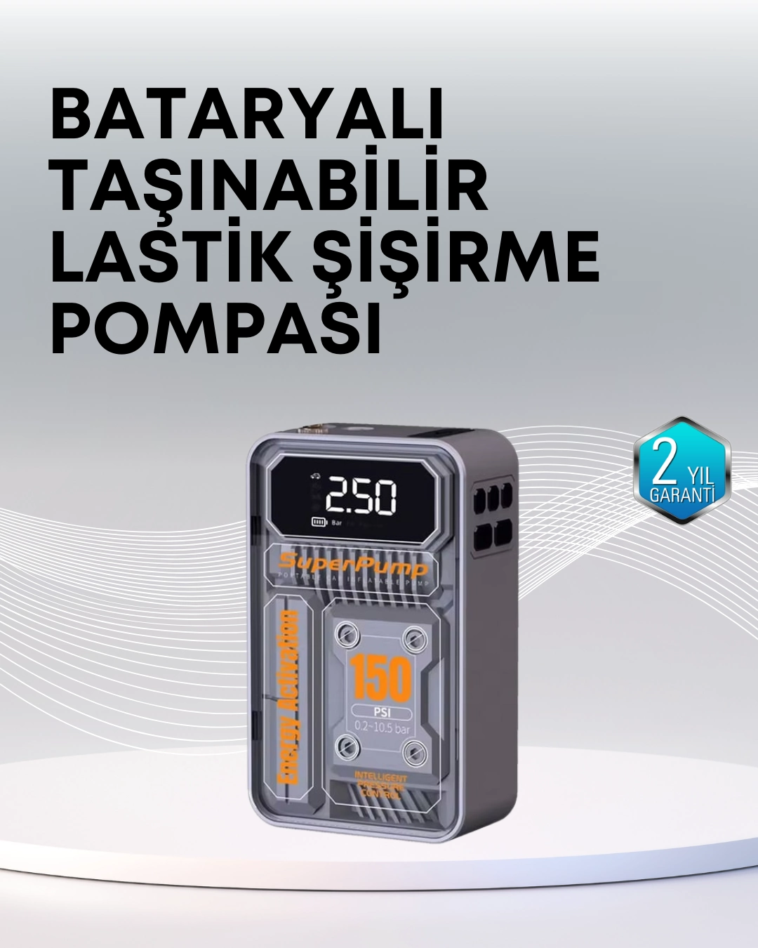 150 Psı Kablosuz Dijital Ekranlı Taşınabilir Araç Lastik Pompası ( Lisinya ) 150 Psı Kablosuz Dijital Ekranlı Taşınabilir Araç Lastik Pompası ( Lisinya )