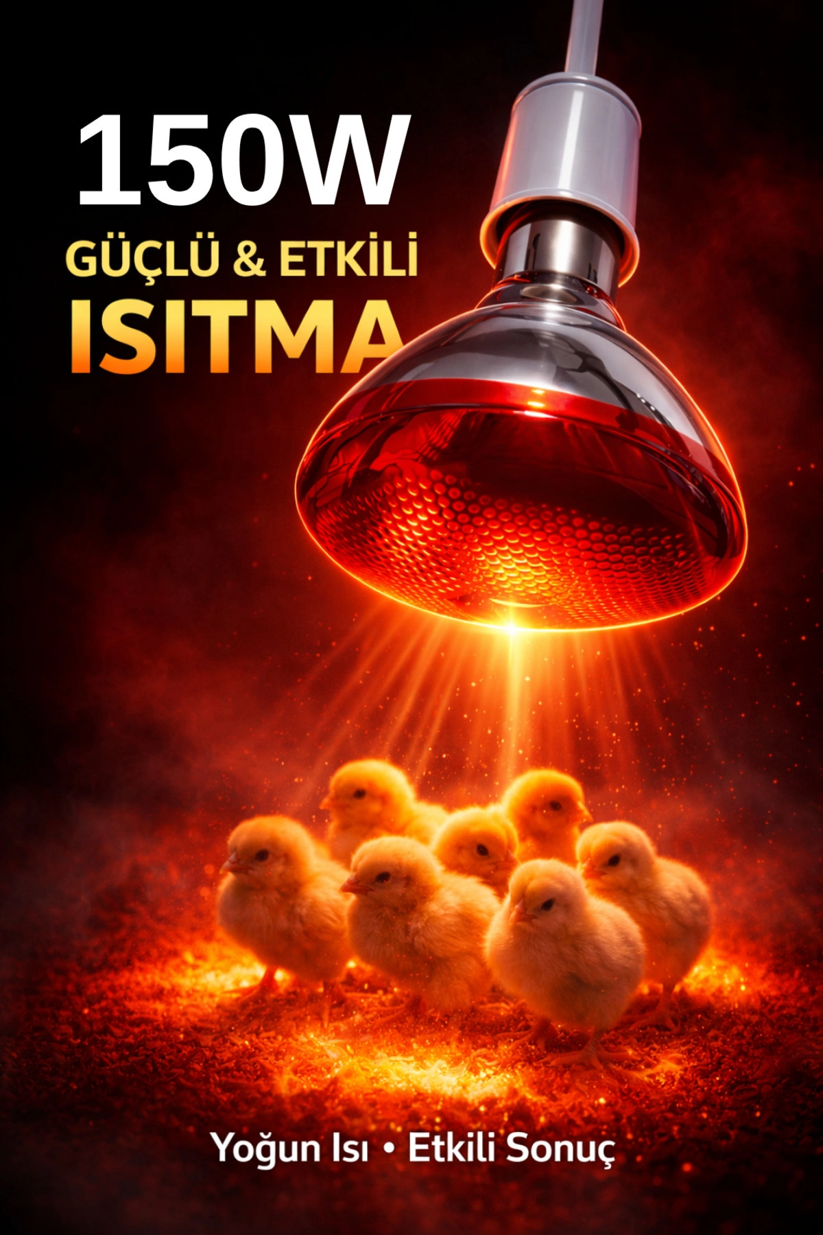 150W Isıtıcı Ampul Kırmızı Isı Lambası Civciv Kümes Kuluçka E27 Duy Isıtma Ampulü ( Lisinya )