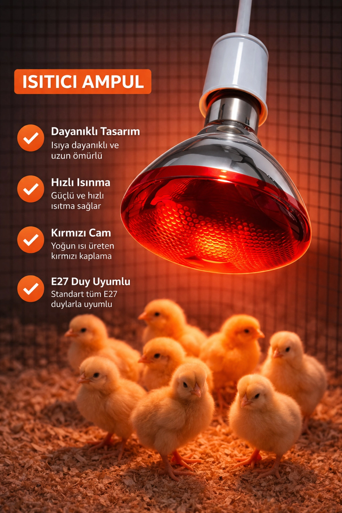 150W Isıtıcı Ampul Kırmızı Isı Lambası Civciv Kümes Kuluçka E27 Duy Isıtma Ampulü ( Lisinya ) 150W Isıtıcı Ampul Kırmızı Isı Lambası Civciv Kümes Kuluçka E27 Duy Isıtma Ampulü ( Lisinya )