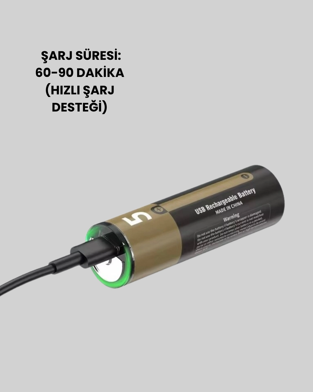 1.5v Aa Şarjlı Lityum Pil | 1000+ Kez Şarj Edilebilir | Hızlı Type-c Şarj (2 Adet) ( Lisinya )