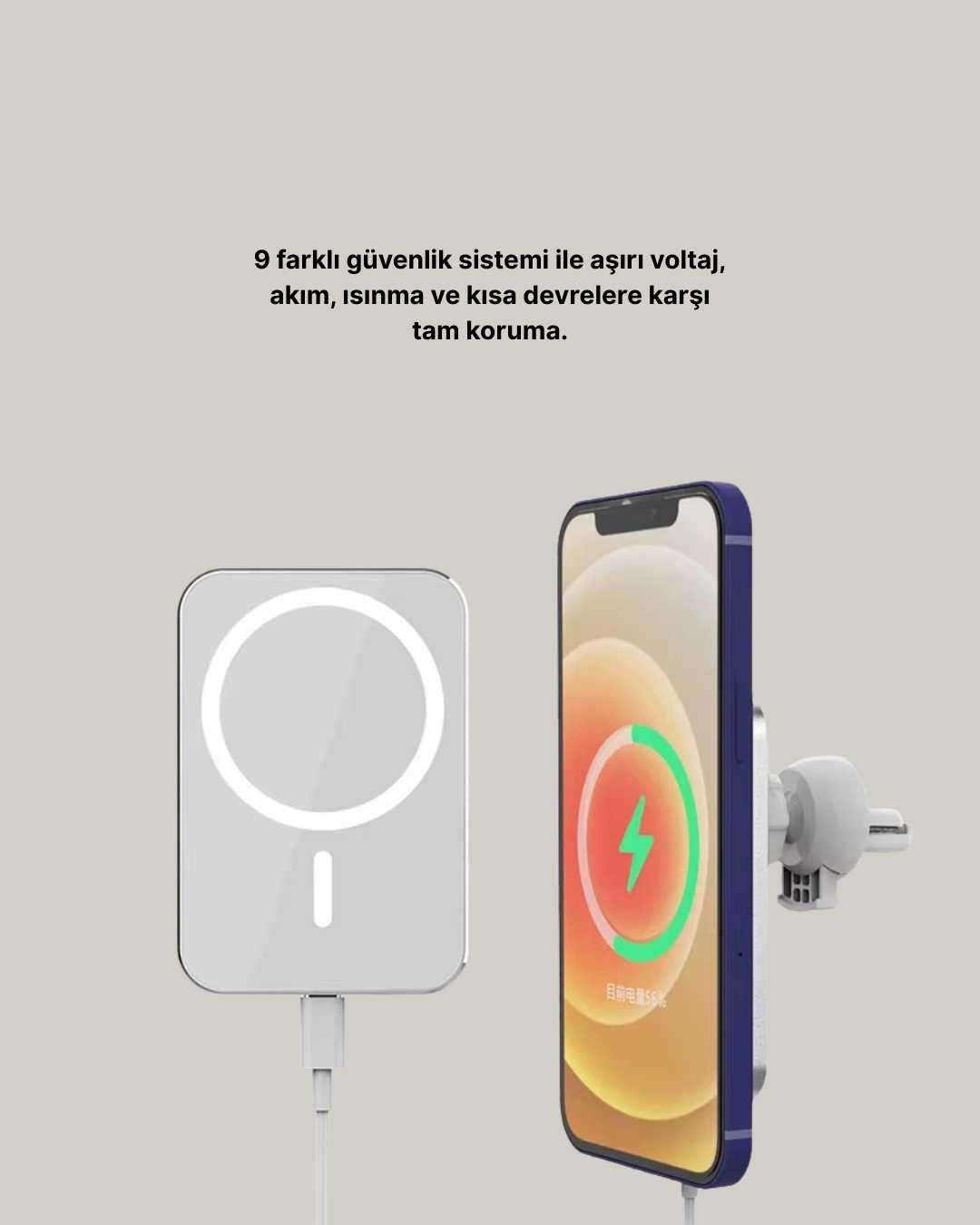 15w Araç Telefon Tutucu Kablosuz Hızlı Şarj Özellikli ( Lisinya )