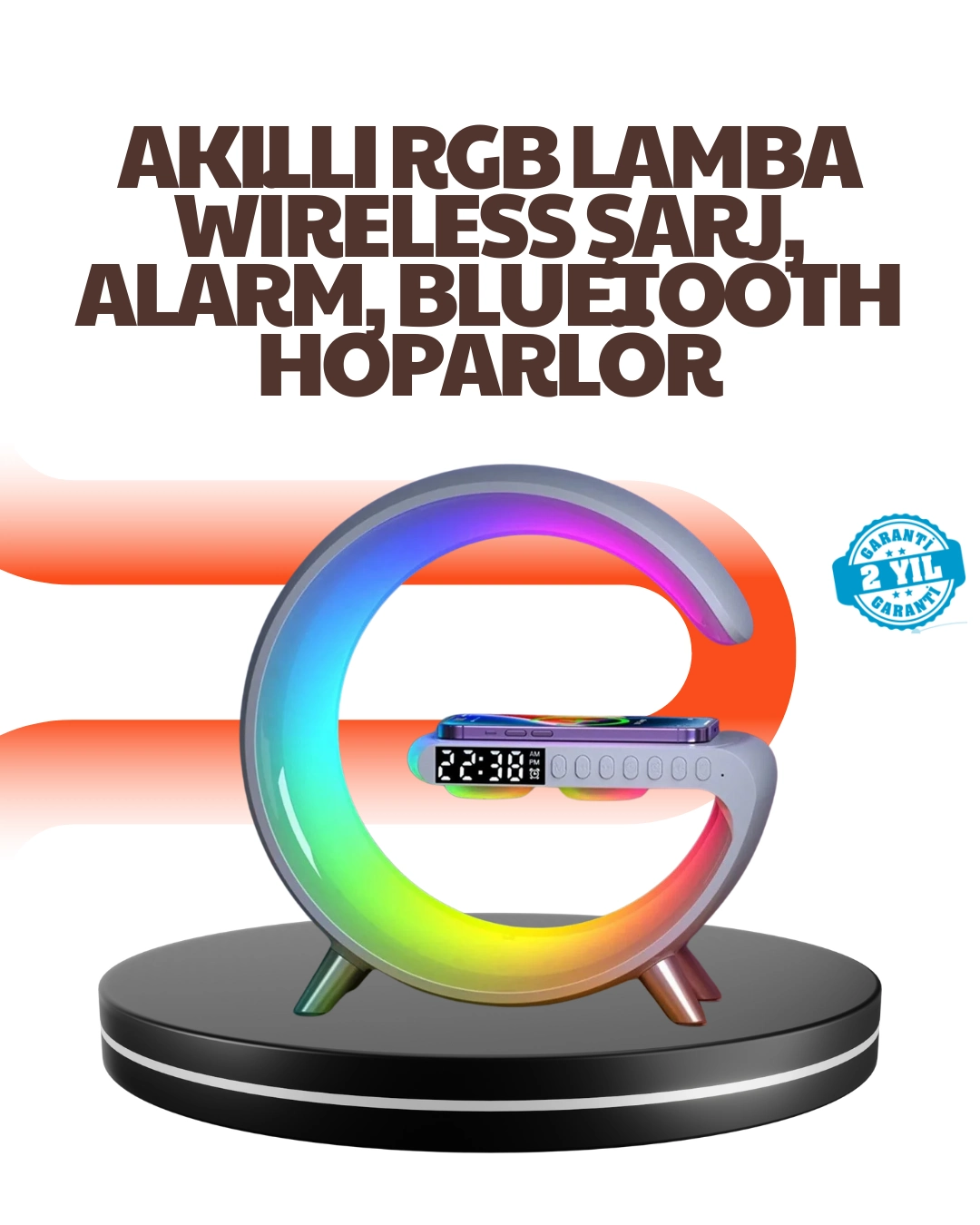 15w Hızlı Kablosuz Şarj Destekli Çok Fonksiyonlu Akıllı Masa Lambası ( Lisinya )