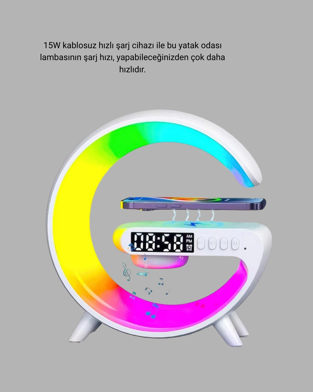 15w Hızlı Kablosuz Şarj Destekli Çok Fonksiyonlu Akıllı Masa Lambası ( Lisinya ) 15w Hızlı Kablosuz Şarj Destekli Çok Fonksiyonlu Akıllı Masa Lambası ( Lisinya )