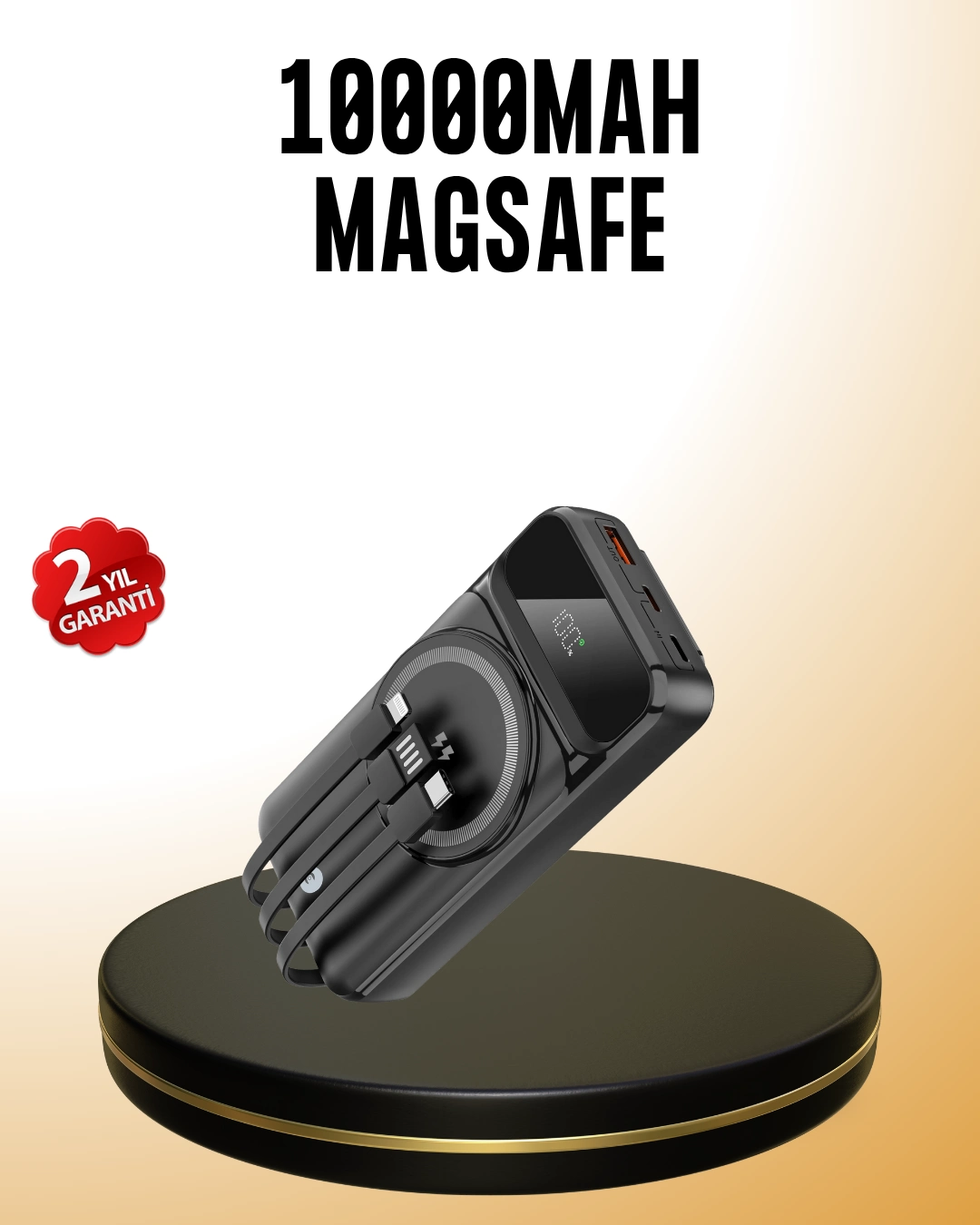 15w Kablosuz Hızlı Şarjlı 10000 Mah Powerbank – Taşınabilir, Led Göstergeli ( Lisinya )