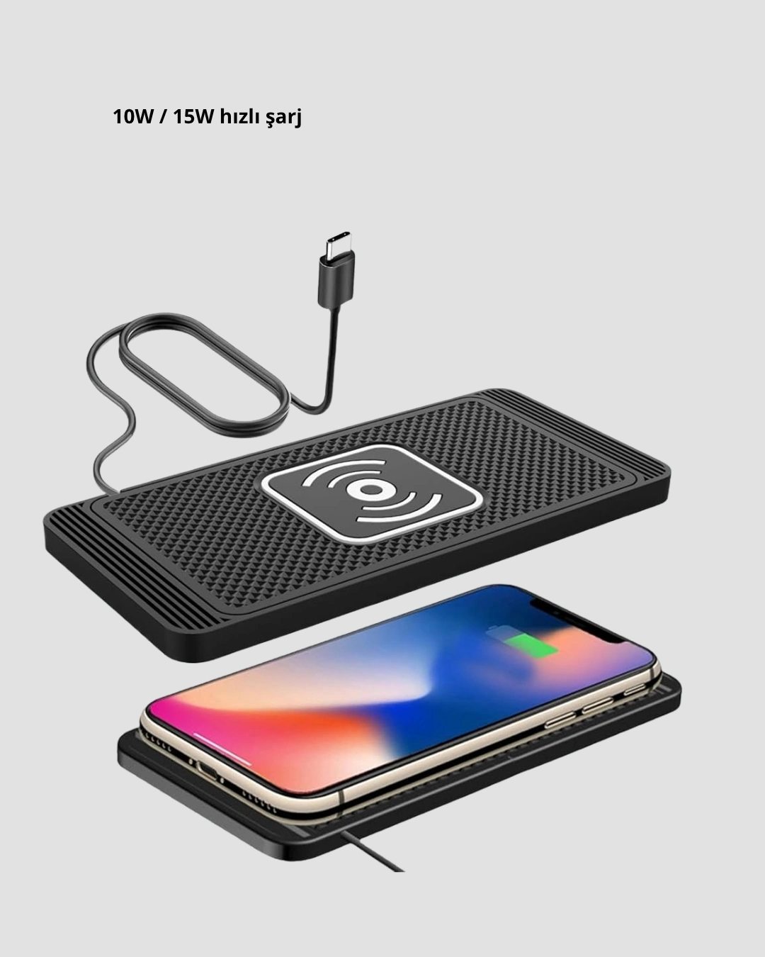 15w Manyetik Kablosuz Şarj Pedi Araç Masa Kullanımına Uygun Qi Şarj Cihazı ( Lisinya )