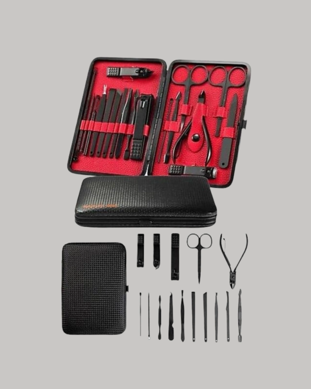 17 Parça Profesyonel Manikür Pedikür Seti Paslanmaz Çelik Siyah Kutu ( Lisinya )