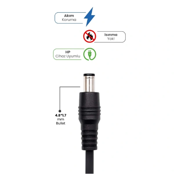 19v 4.74a 4.8 * 1.7mm Bullet 90w Hp İçin Laptop Adaptör ( Lisinya )