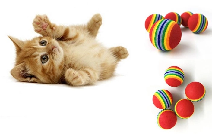 2 Adet Gökkuşağı Renklı Kedı Köpek Oyun Topu ( Lisinya )