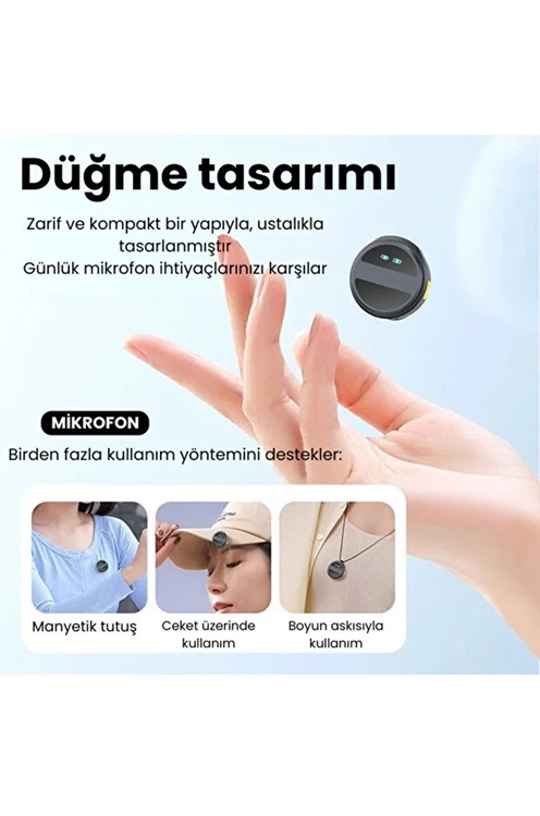 2 Adet Profesyonel Kablosuz Yaka Mikrofonu Typce Uyumlu Manyetik Klipsli ( Lisinya )