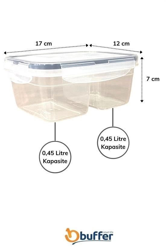 2 Bölmeli 0,45+0,45 Litre Kilitli Kapaklı Erzak Saklama Kabı Lc-524 ( Lisinya ) 2 Bölmeli 0,45+0,45 Litre Kilitli Kapaklı Erzak Saklama Kabı Lc-524 ( Lisinya )