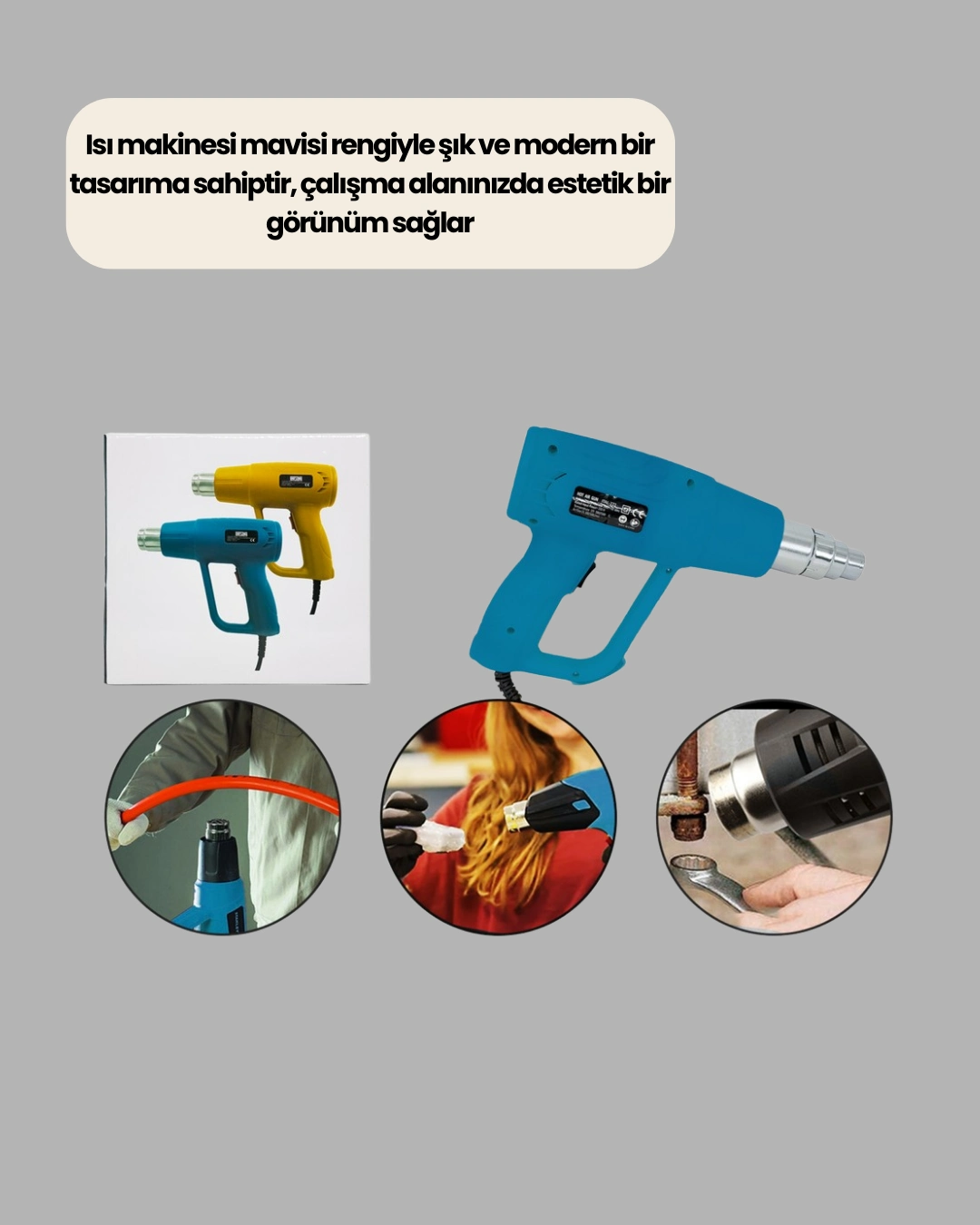 2 Kademeli Güçlü Sıcak Hava Tabancası 380° – 500° Isı Ayarı ( Lisinya )