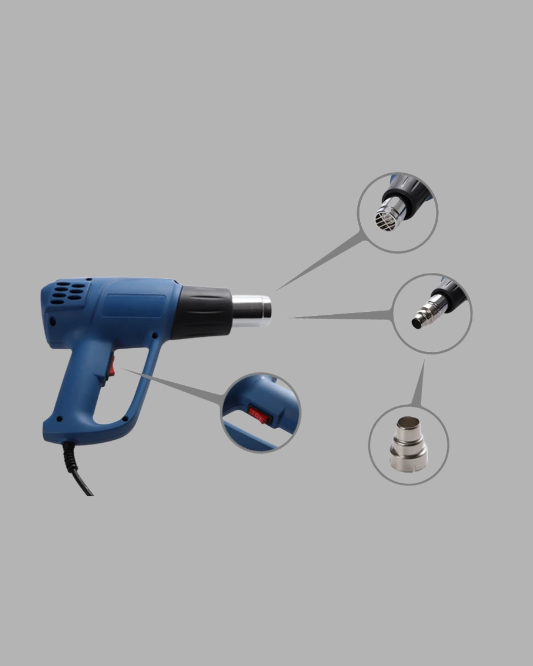 2 Kademeli Güçlü Sıcak Hava Tabancası 380° – 500° Isı Ayarı ( Lisinya )