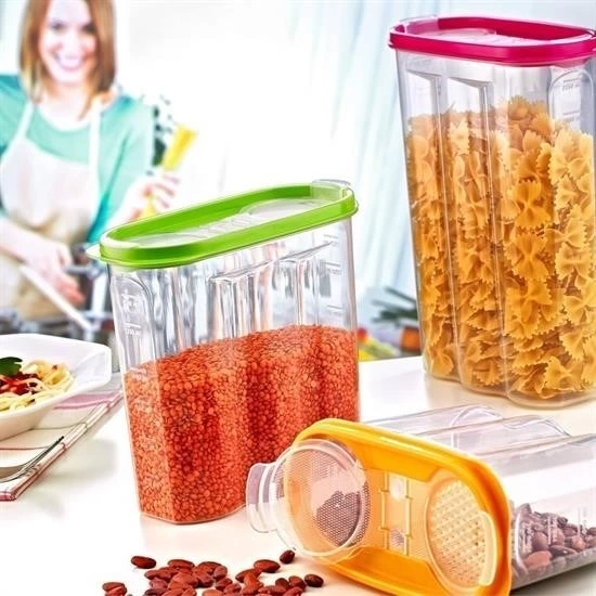 2 Kapaklı Ölçekli Erzak Kuru Gıda Saklama Kutusu Kabı - 1,7 Litre - Sa935 ( Lisinya ) 2 Kapaklı Ölçekli Erzak Kuru Gıda Saklama Kutusu Kabı - 1,7 Litre - Sa935 ( Lisinya )