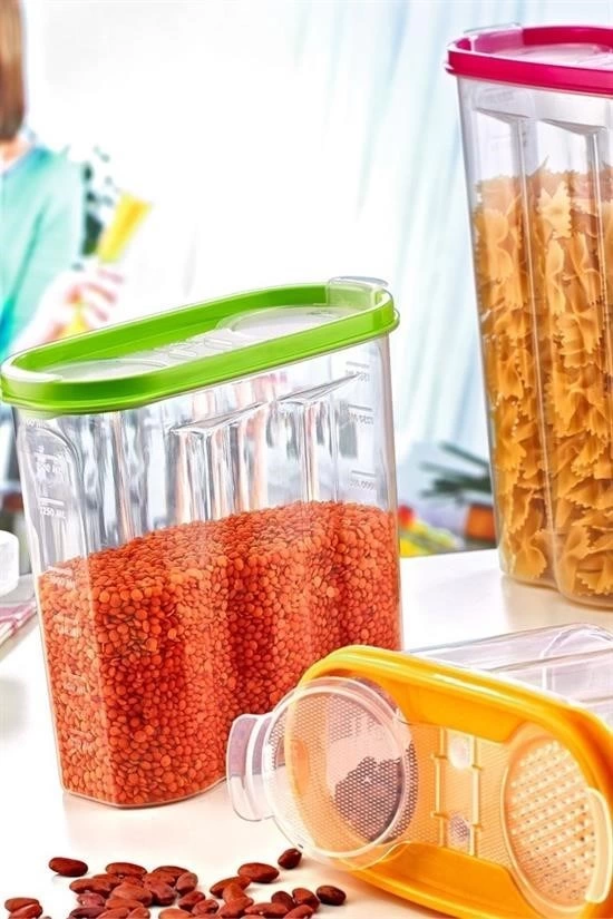 2 Kapaklı Ölçekli Erzak Kuru Gıda Saklama Kutusu Kabı - 1,7 Litre - Sa935 ( Lisinya ) 2 Kapaklı Ölçekli Erzak Kuru Gıda Saklama Kutusu Kabı - 1,7 Litre - Sa935 ( Lisinya )