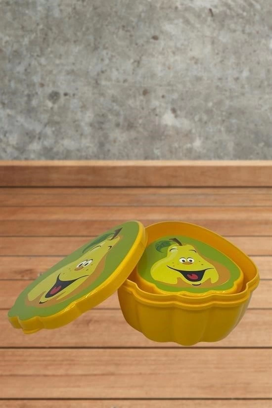 2'li İç İçe Geçebilen Armut Model Saklama Ve Beslenme Kabı Seti (550 Ml + 250 Ml) ( Lisinya )