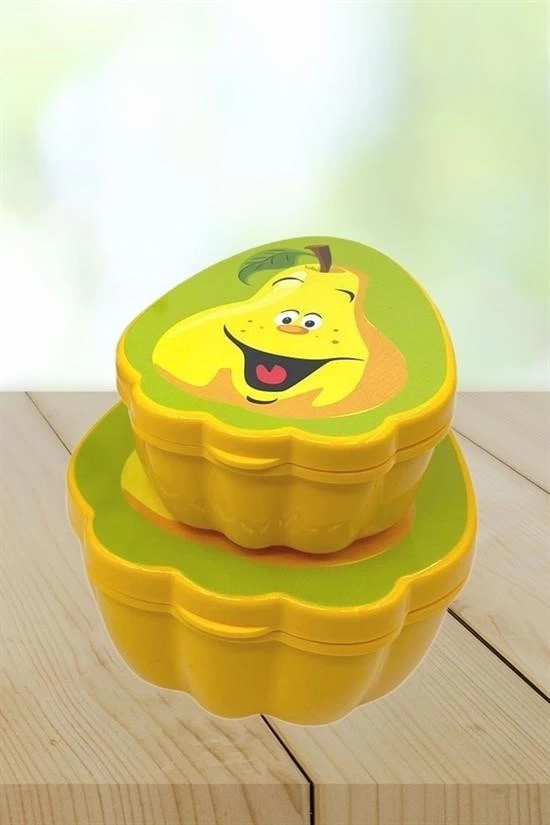 2'li İç İçe Geçebilen Armut Model Saklama Ve Beslenme Kabı Seti (550 Ml + 250 Ml) ( Lisinya )