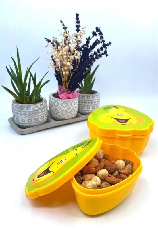 2'li İç İçe Geçebilen Armut Model Saklama Ve Beslenme Kabı Seti (550 Ml + 250 Ml) ( Lisinya )